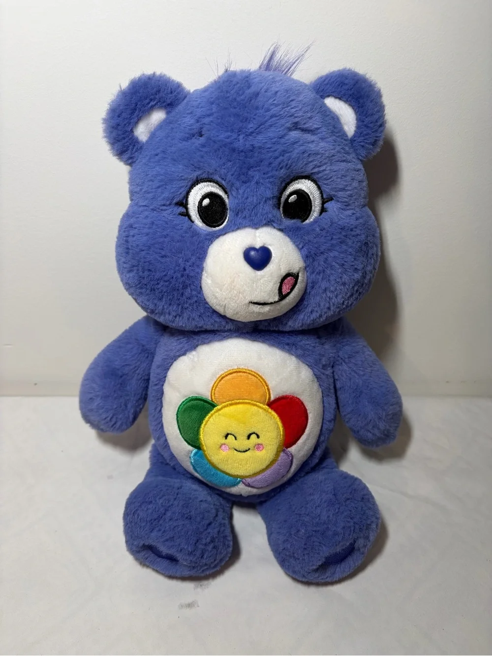 Care Bears Blue Plush with Rainbow Flower Tummy Patch